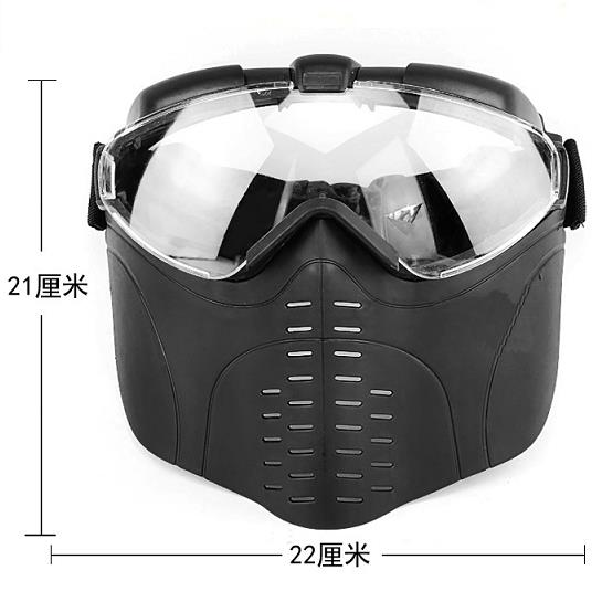 Tactical plastic full face mask with goggles 008